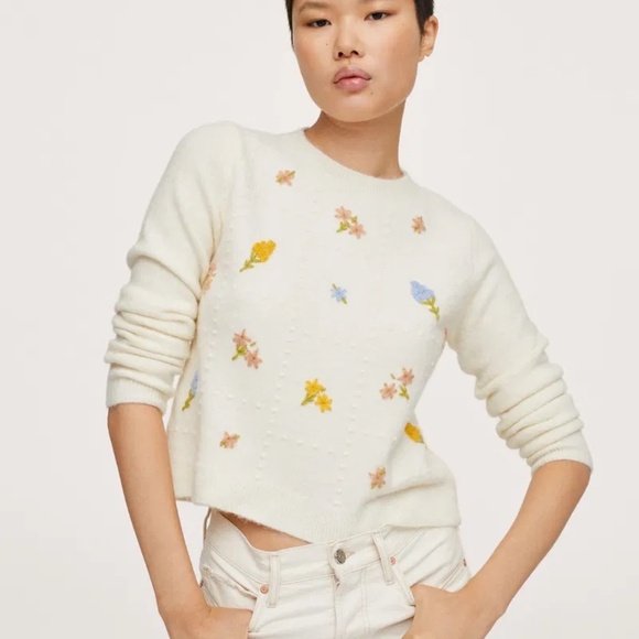 Mango – Flowers Knit Sweater - Picture 3 of 9